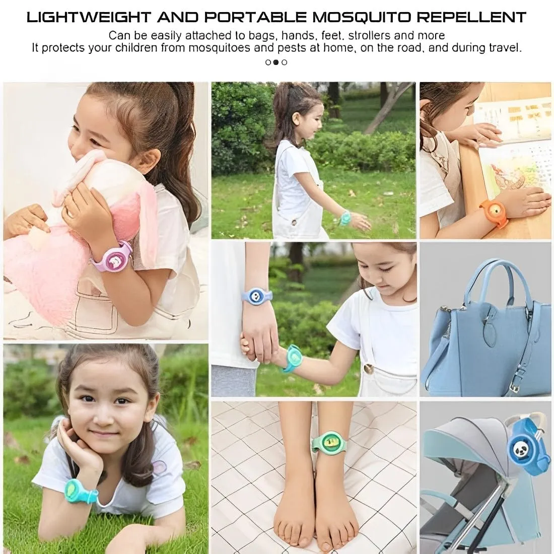 THE LITTLE LOOKERS Kids Safe Reusable Mosquito Repellent Band, Anti Mosquito Wristband/Bracelet for Outdoor & Indoor Protection with LED light for Babies/Kids/Boys/Girls (Mosquito Band, Pack of 3)