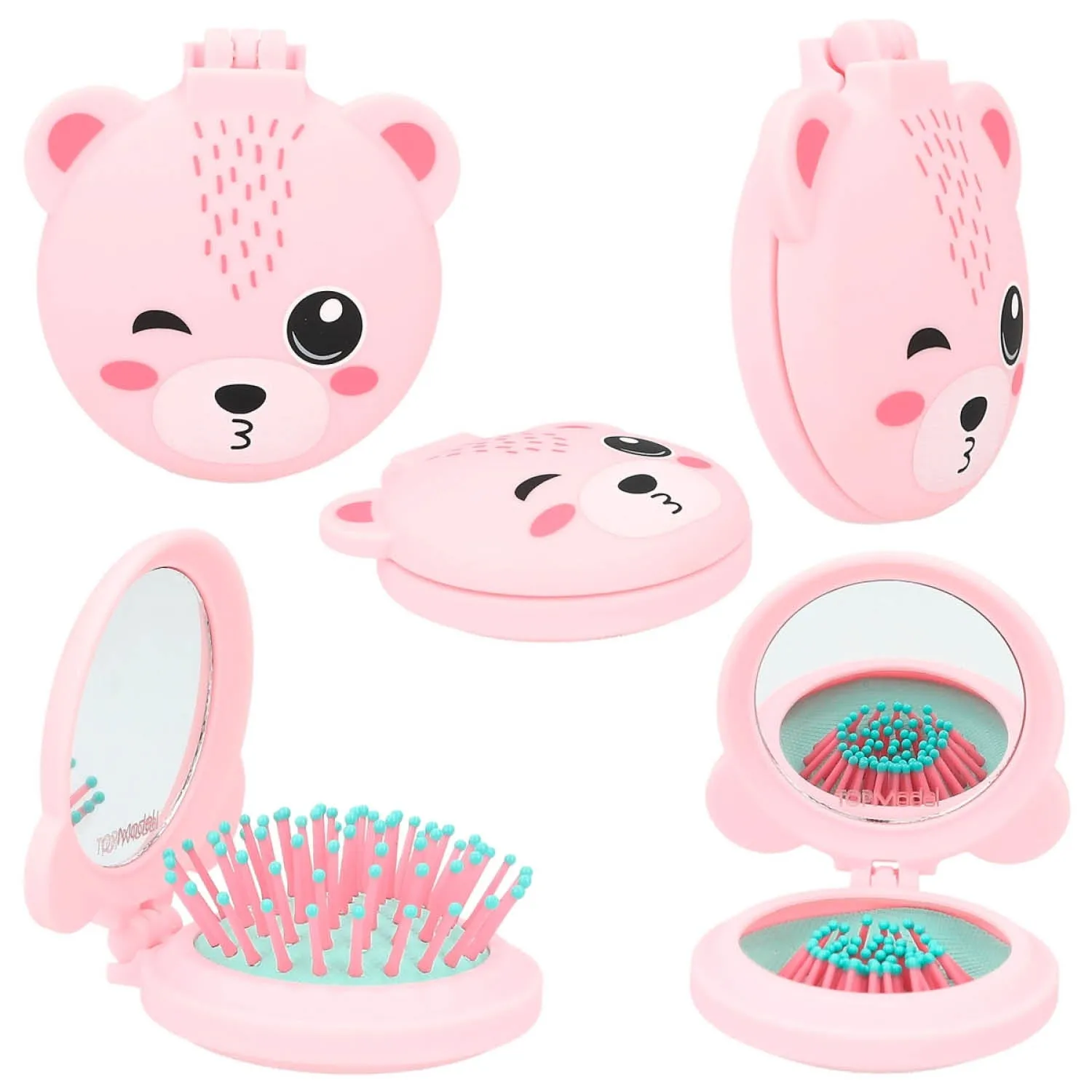 TOPModel Folding Animal Hairbrush with Mirror - Choice of 3