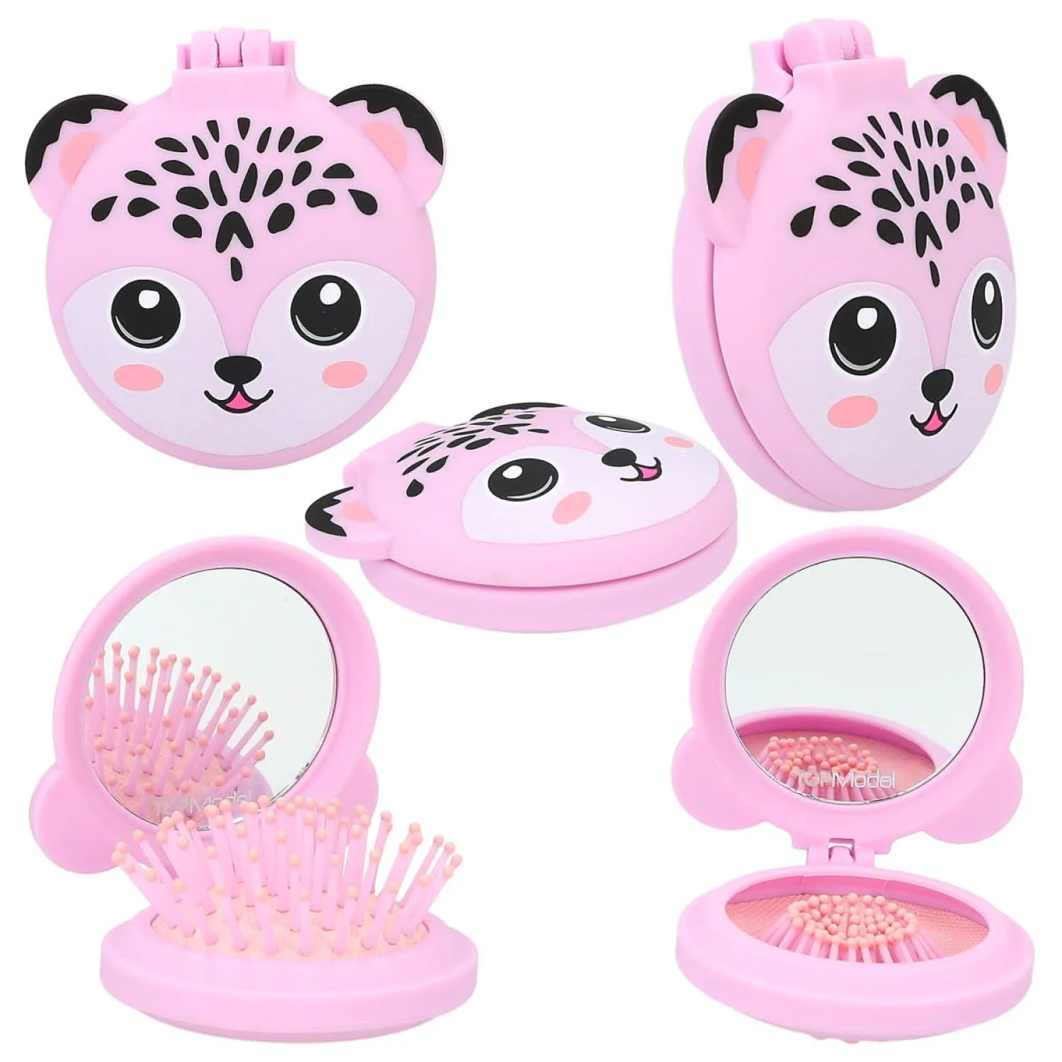 TOPModel Folding Animal Hairbrush with Mirror - Choice of 3