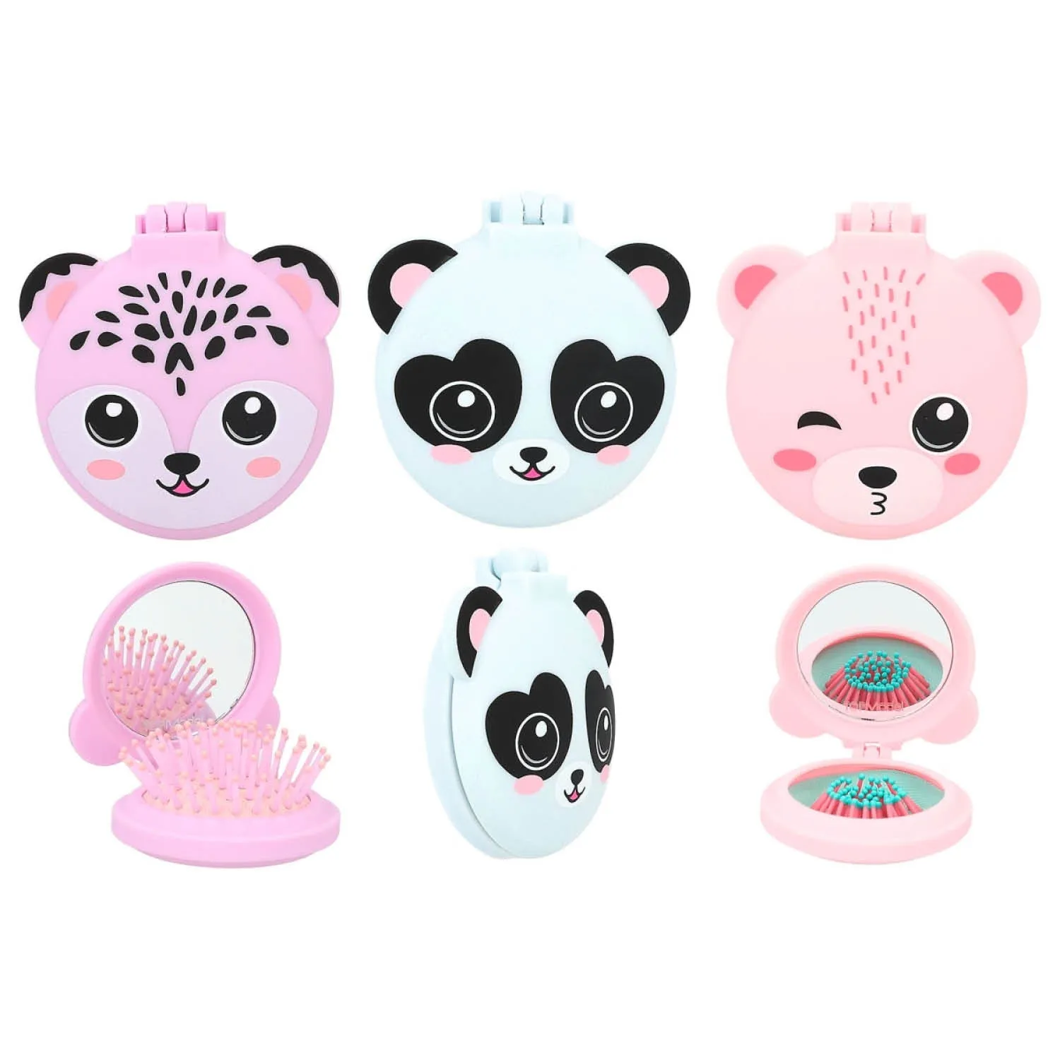 TOPModel Folding Animal Hairbrush with Mirror - Choice of 3