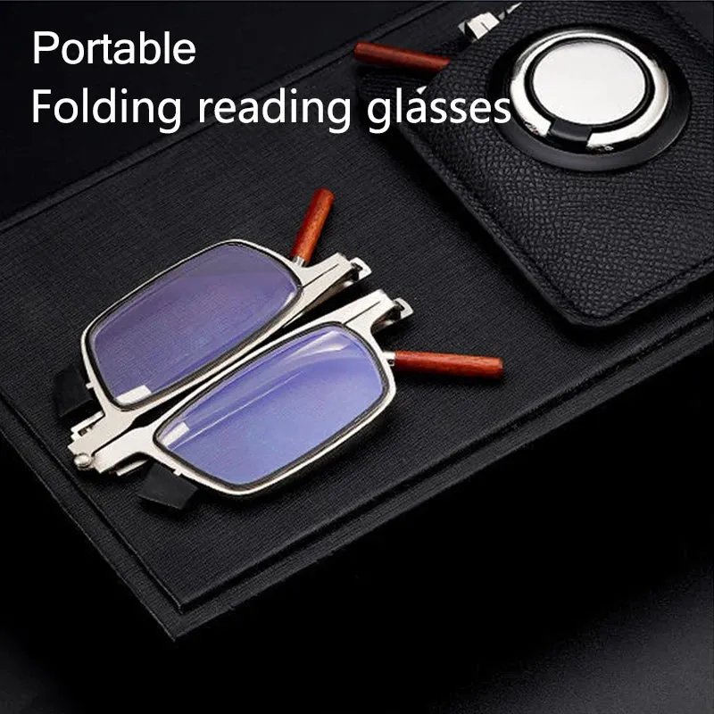 Ultra-thin Portable Folding  Anti-Blue Light Reading Glasses with Attach To Phone Case