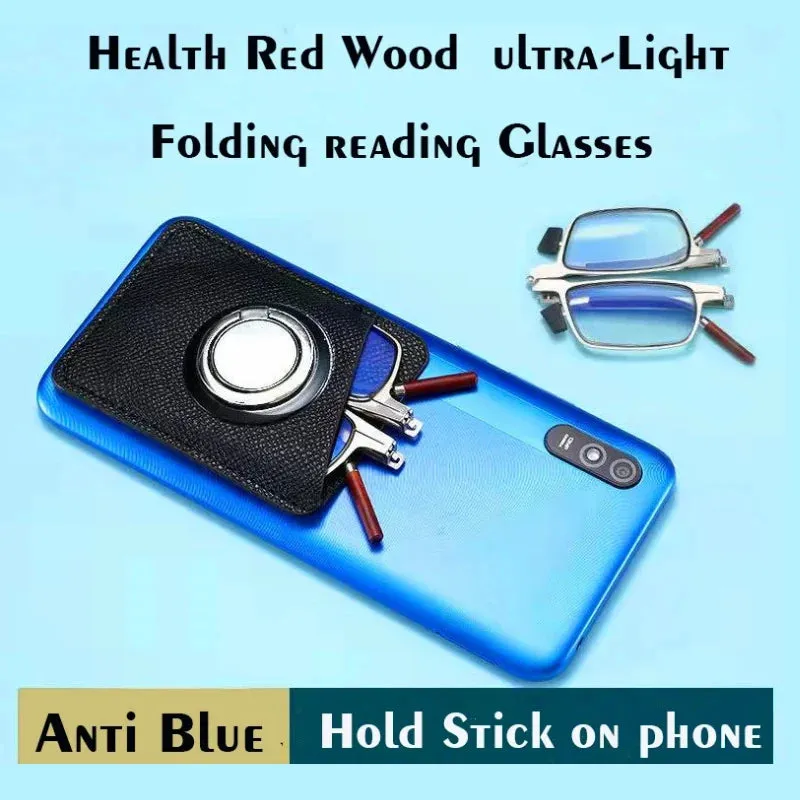 Ultra-thin Portable Folding  Anti-Blue Light Reading Glasses with Attach To Phone Case