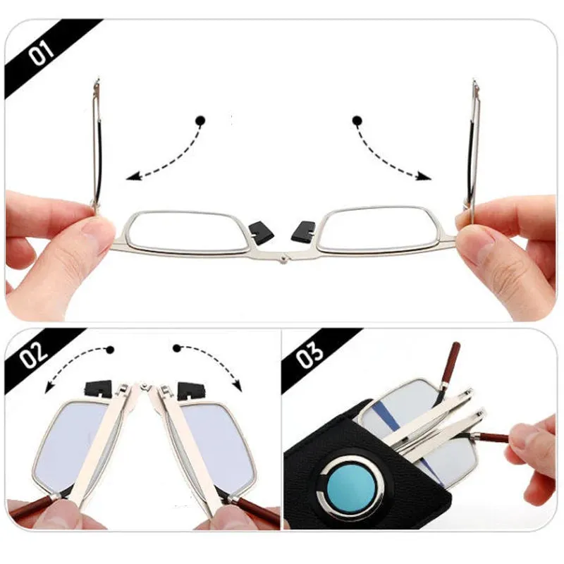 Ultra-thin Portable Folding  Anti-Blue Light Reading Glasses with Attach To Phone Case