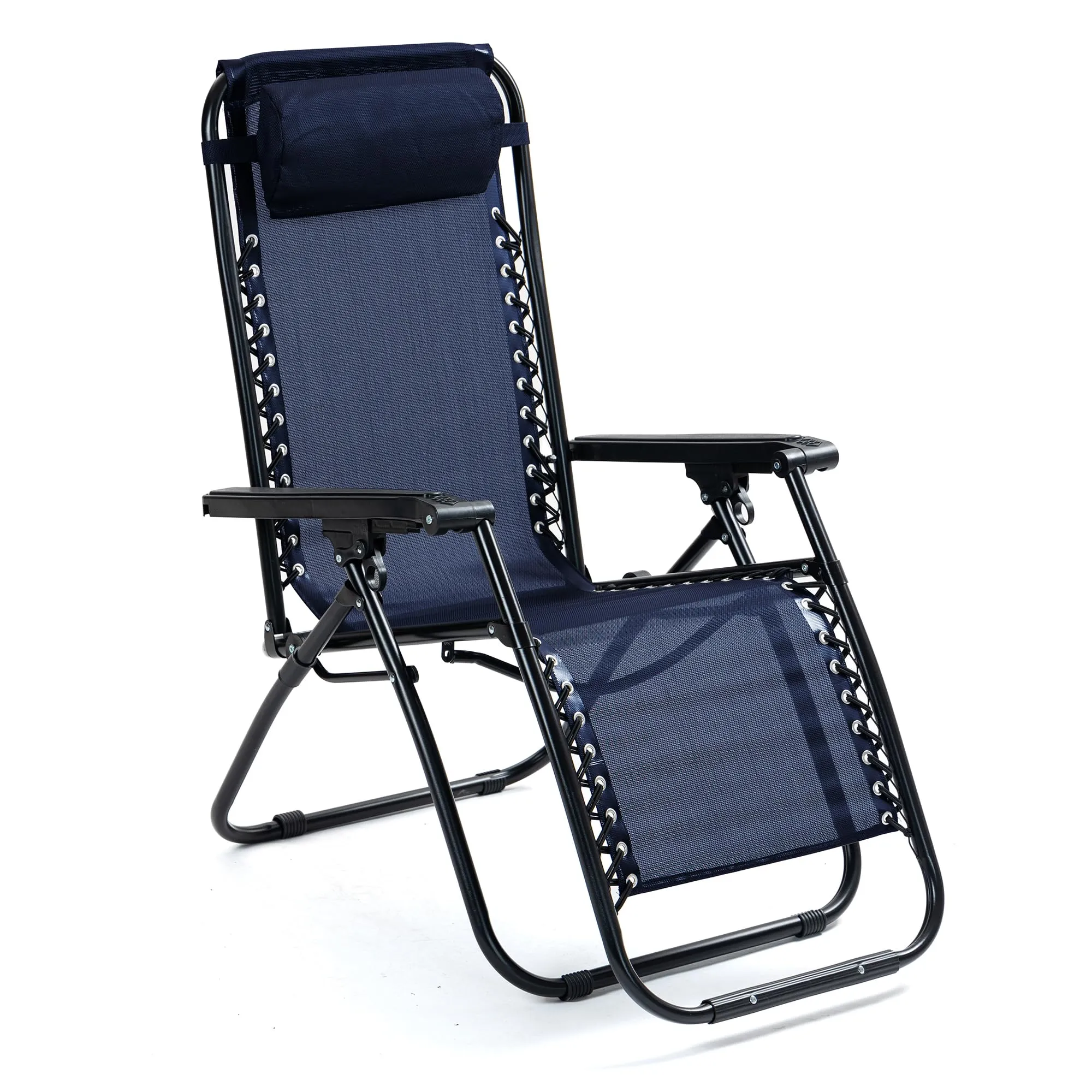 UMAI Recliner Chair | Comfortable, Portable Folding Chair | for Relaxing in The Home, Lounge, Room, Lawn or Balcony | Adjustable Pillow Included | Navy Blue