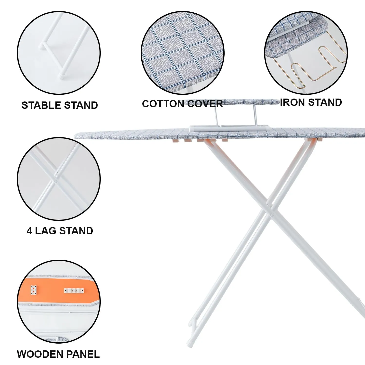 Urbane Home 42 Inch Ironing Board With Small Board|Ironing Stand For Clothes|Press Table for Home (Grey)