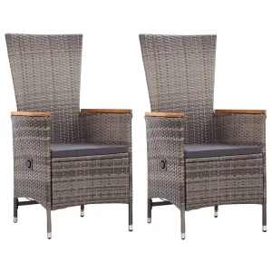 Vidaxl Poly Rattan Patio Chairs Set of 2 Reclining Cushions Water Resistant