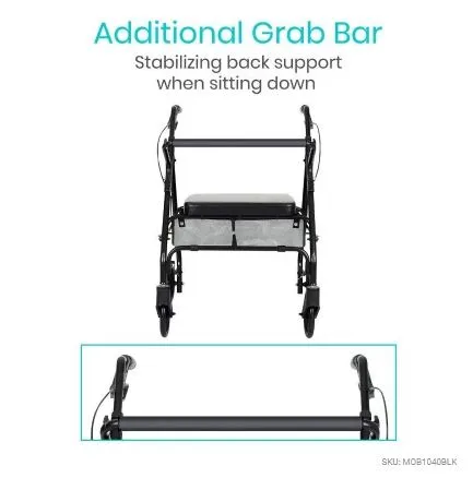 Vive Bariatric Steel Frame Rollator | Extra-Wide Seat | 500 lbs. Limit