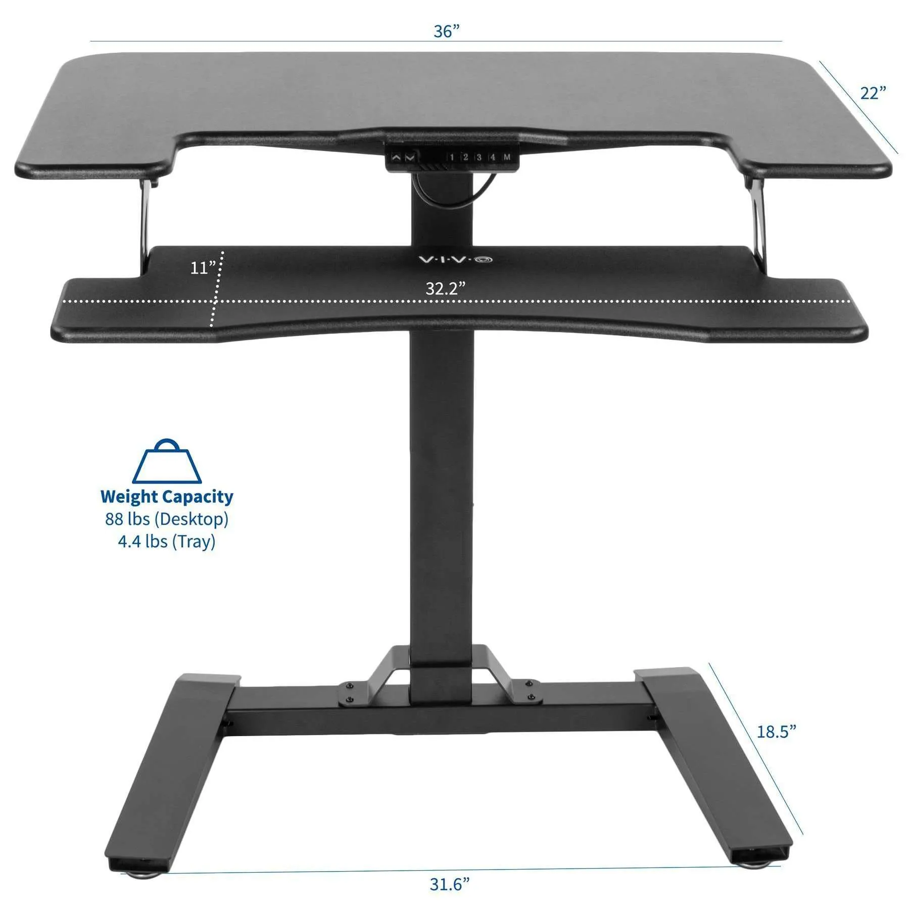 VIVO Black 36" Electric Height-Adjustable Two Platform Standing Desk w/ Base,  DESK-V111V