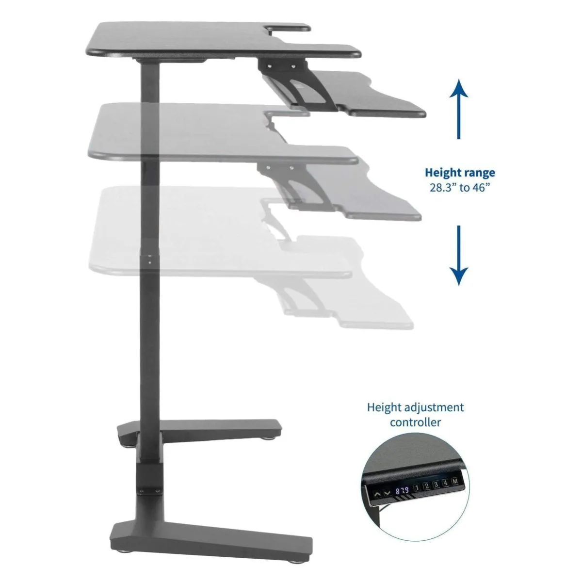 VIVO Black 36" Electric Height-Adjustable Two Platform Standing Desk w/ Base,  DESK-V111V