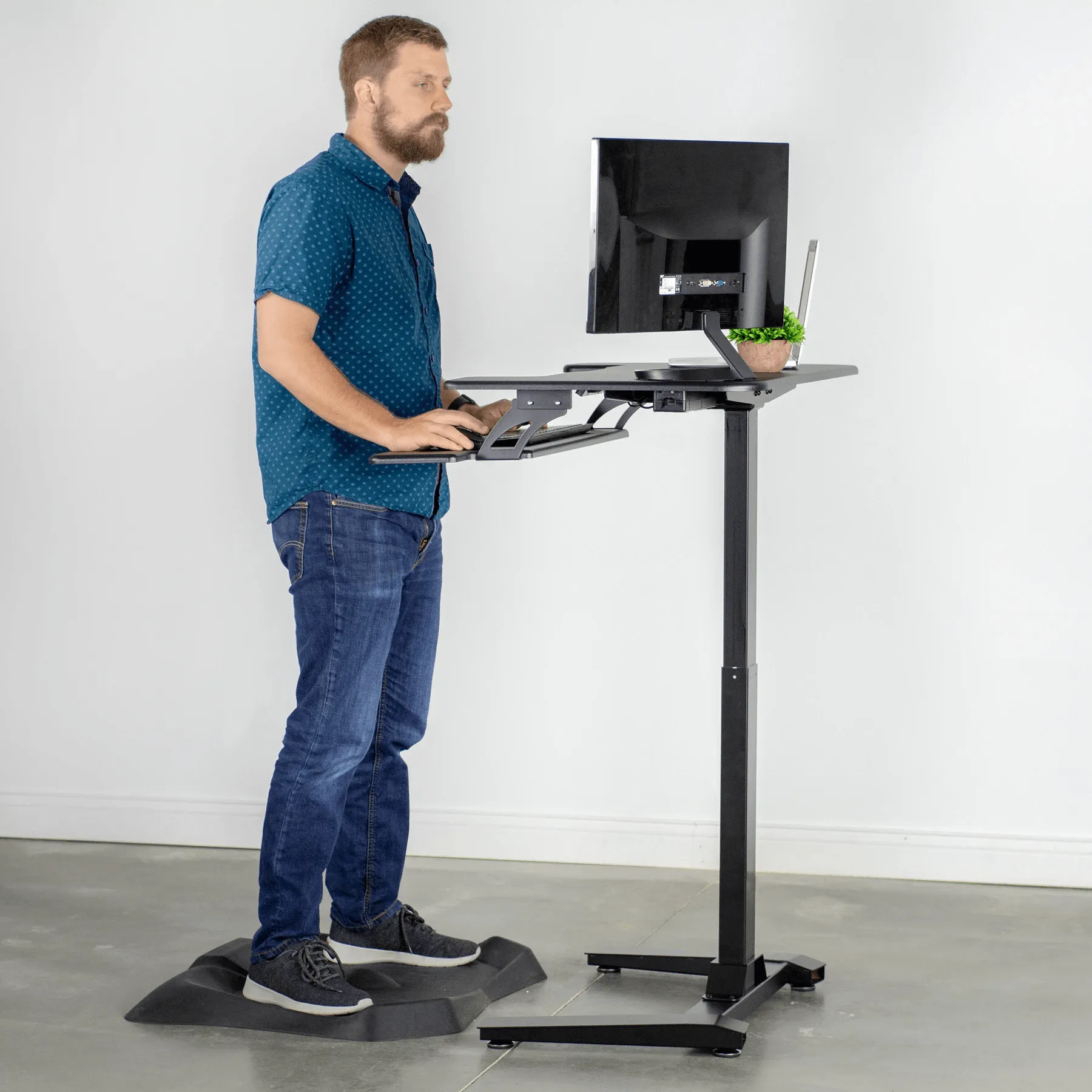 VIVO Black 36" Electric Height-Adjustable Two Platform Standing Desk w/ Base,  DESK-V111V