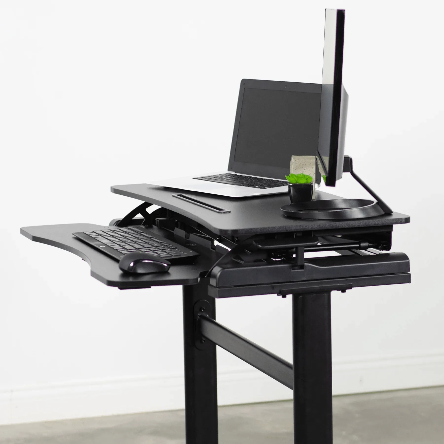 VIVO Black Height-Adjustable 32" Tabletop Converter with Heavy-Duty Desk Frame, DESK-KIT-1KK