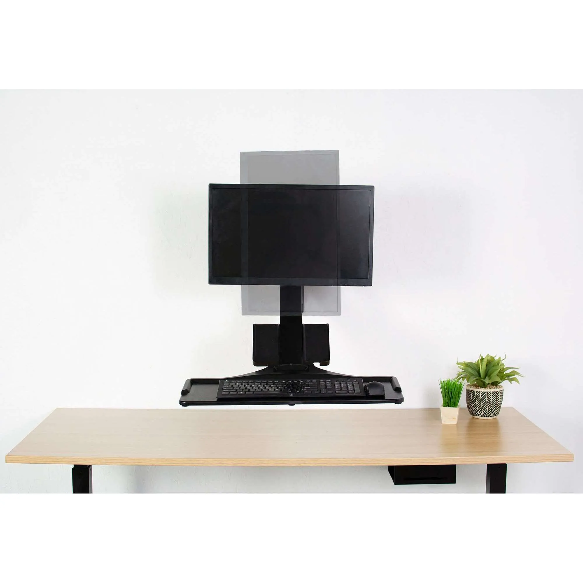 VIVO Black Sit-to-Stand Single Monitor Wall Mount Workstation, STAND-SIT1WD