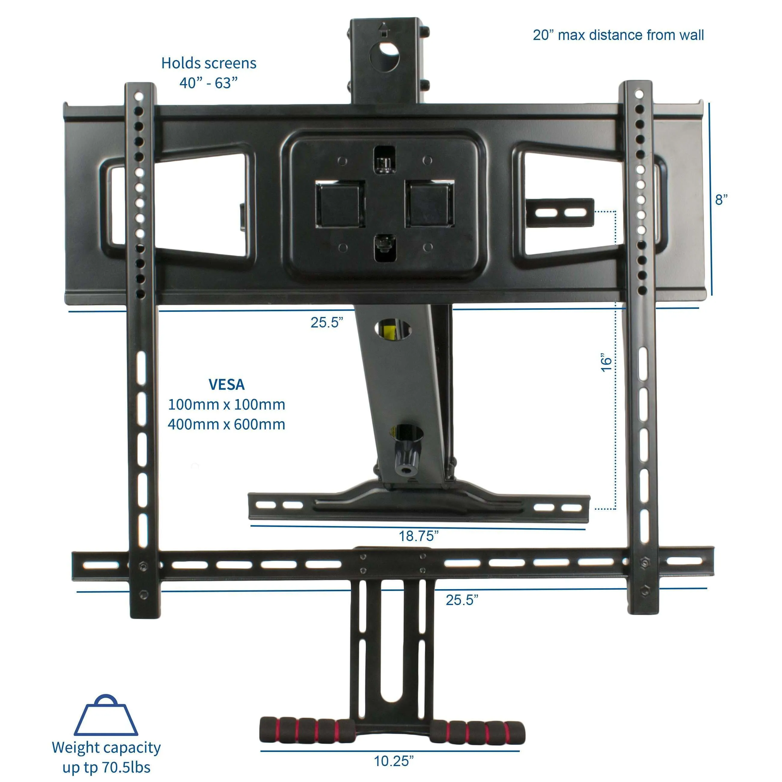 VIVO Counterbalance Wall Mount for 40” to 63” TVs, MOUNT-VW63G