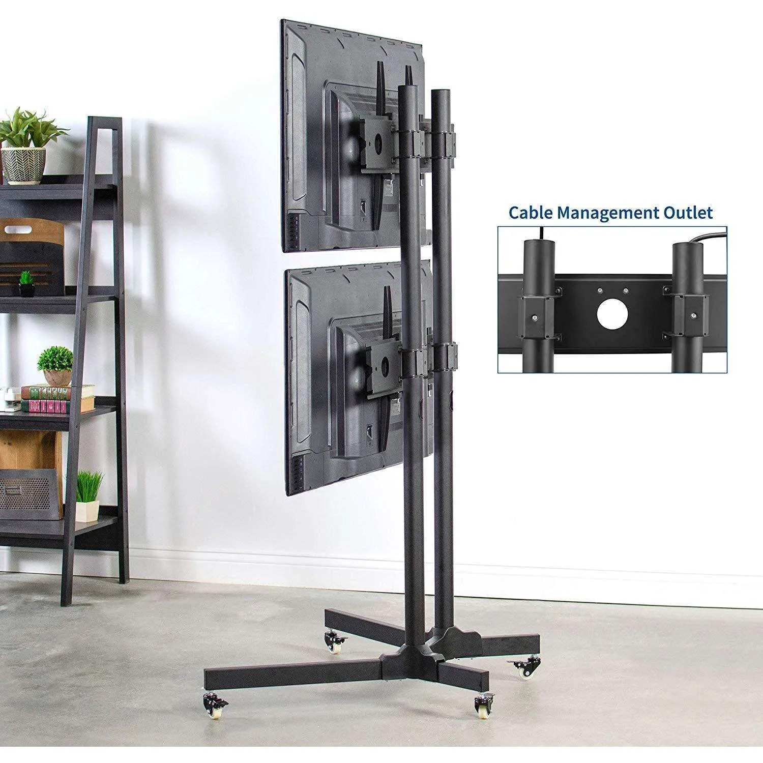 VIVO Dual Screen Cart for 32" to 65" TVs,  TV Stand,  STAND-KIT-TV03E