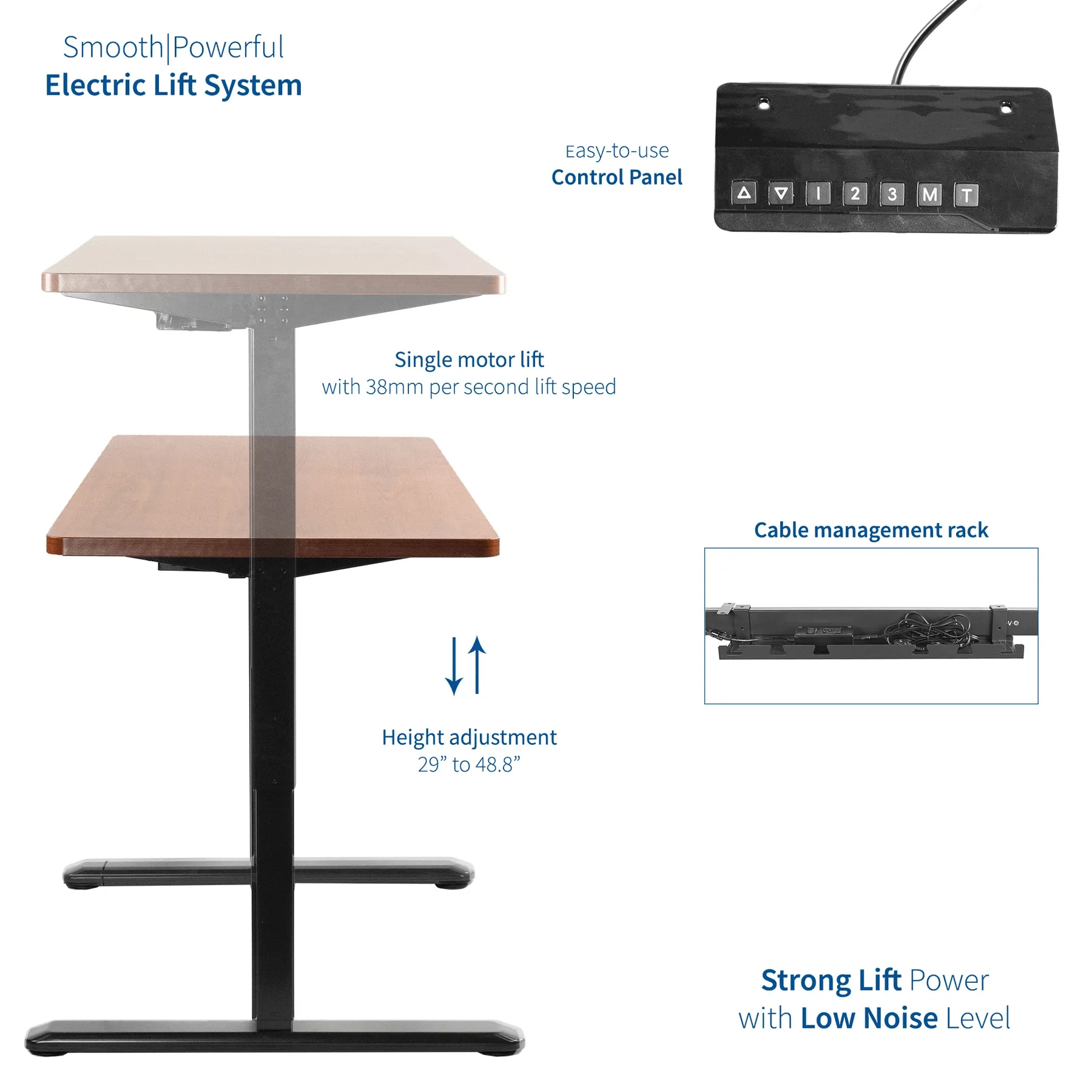 VIVO Electric 43” x 24” Stand Up Desk DESK-KIT-1B4D | Dark Walnut Table Top with Memory Preset Controller , Black Frame