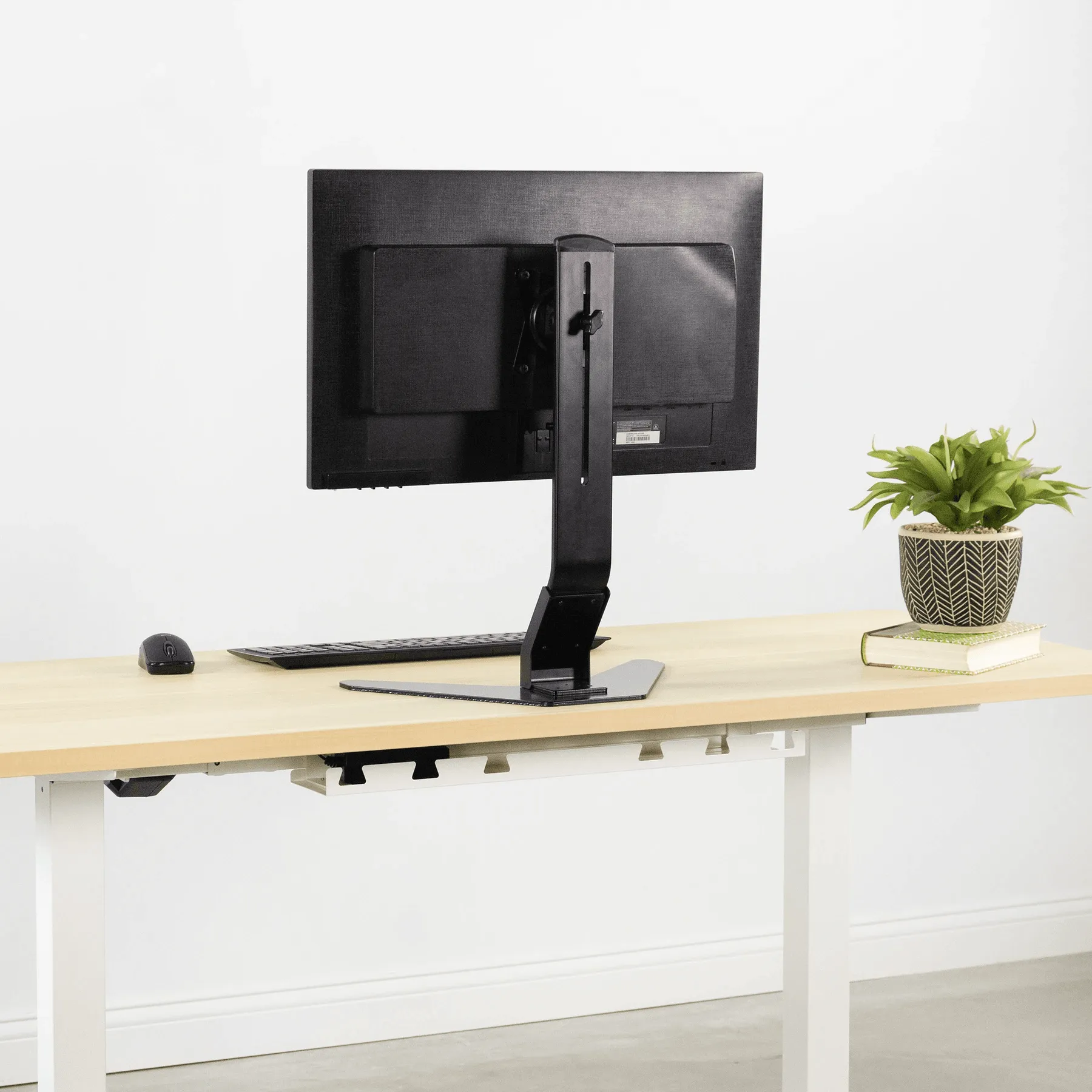 VIVO Electric 60” x 24” Standing Desk Light Wood Top White Frame w/ Memory Pad, DESK-KIT-1W6C