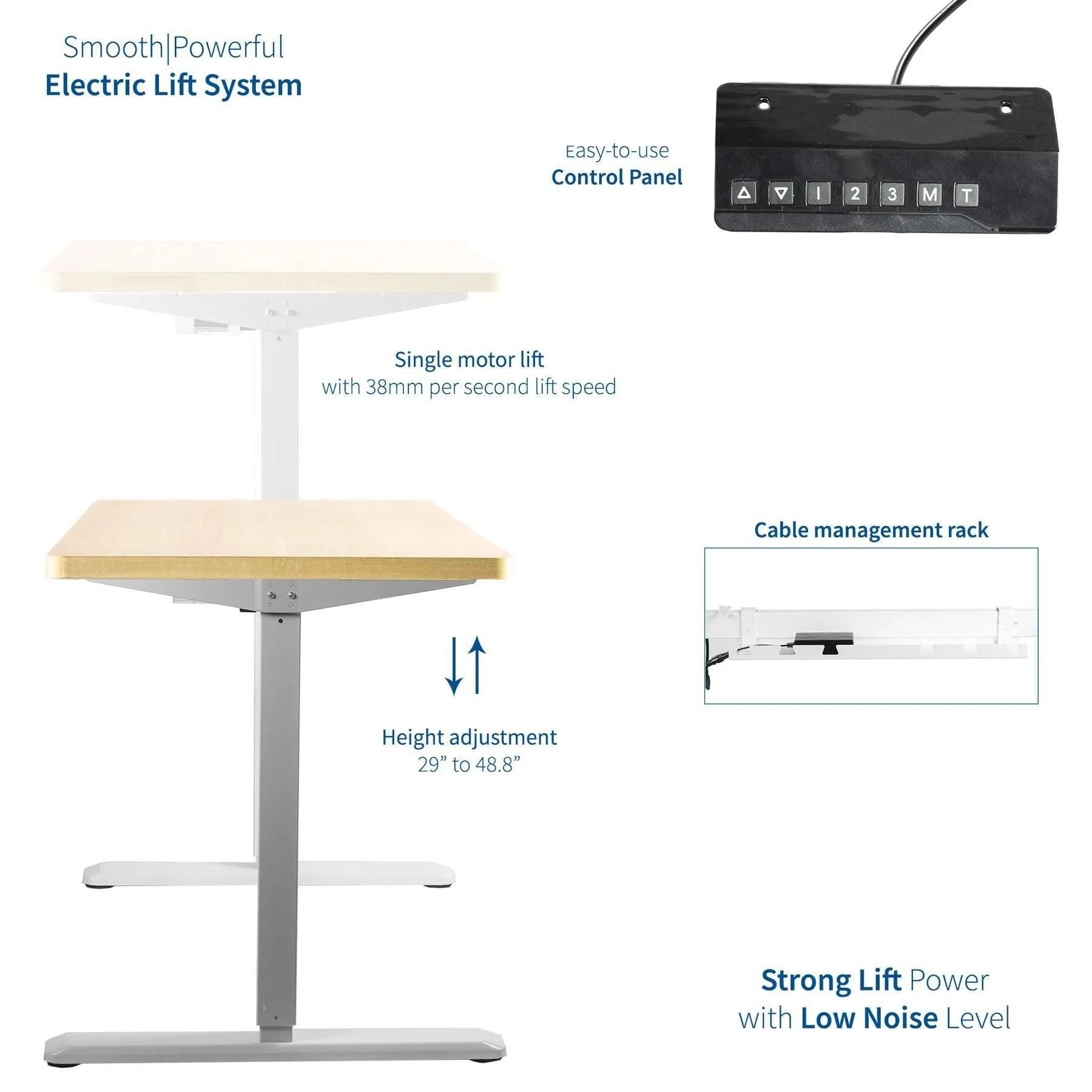 VIVO Electric 60” x 24” Standing Desk Light Wood Top White Frame w/ Memory Pad, DESK-KIT-1W6C