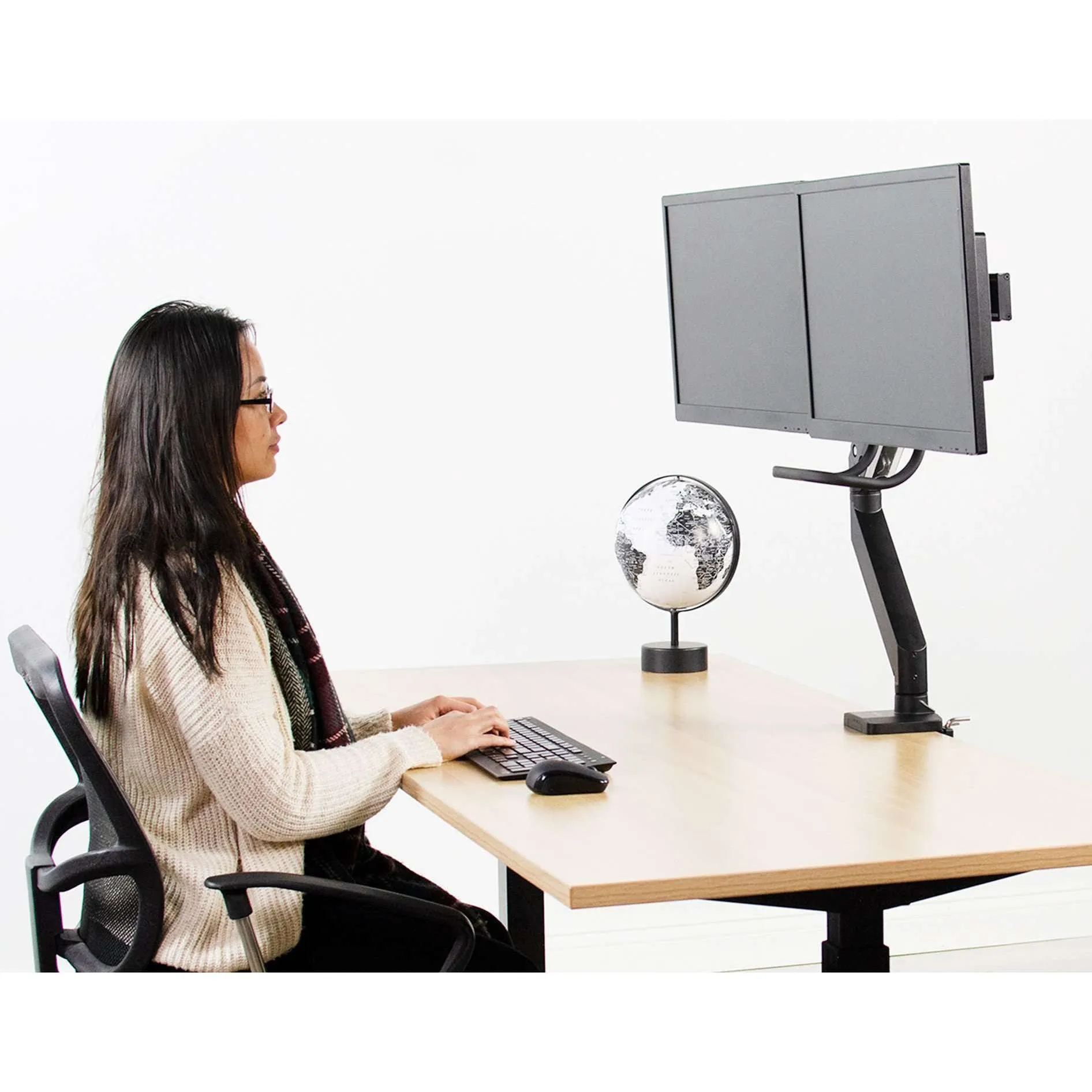 VIVO Pneumatic Arm Dual Monitor Desk Mount with Pull Handle, STAND-V101G2