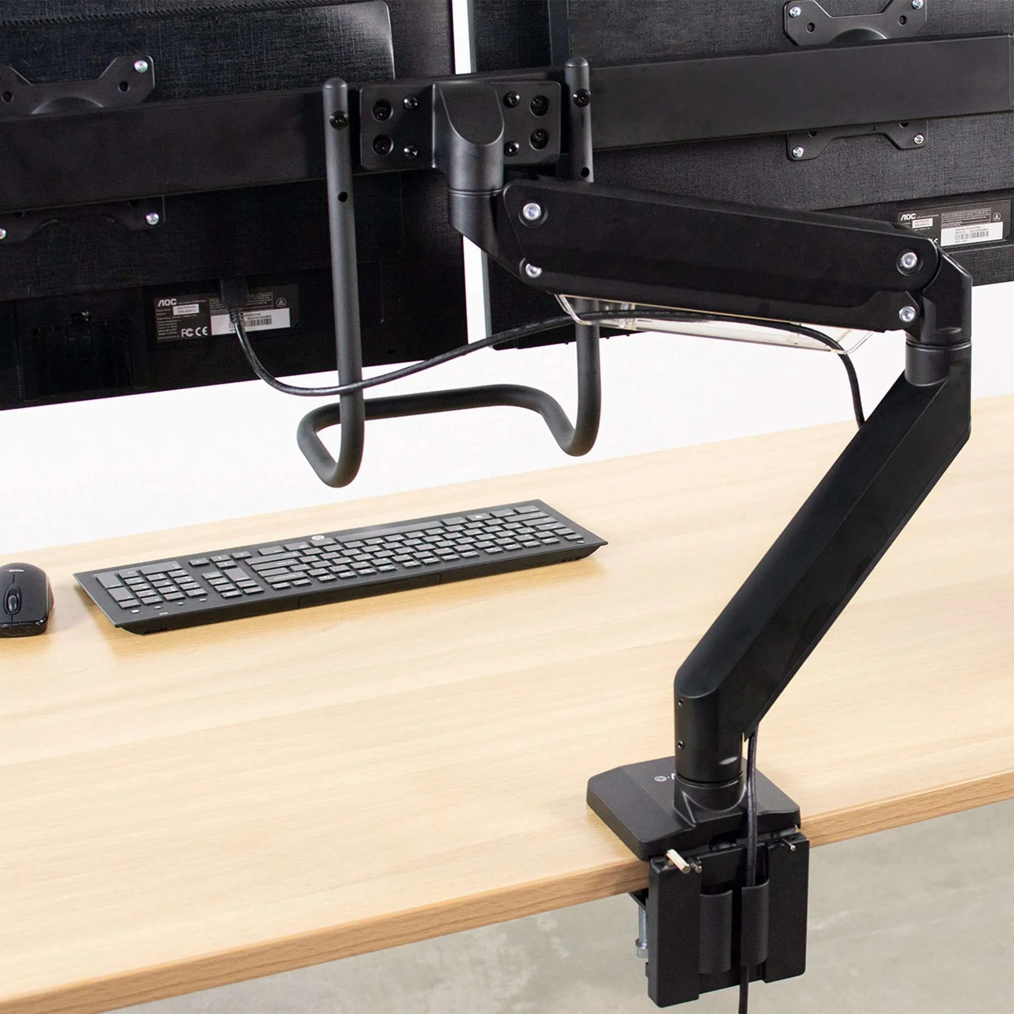 VIVO Pneumatic Arm Dual Monitor Desk Mount with Pull Handle, STAND-V101G2