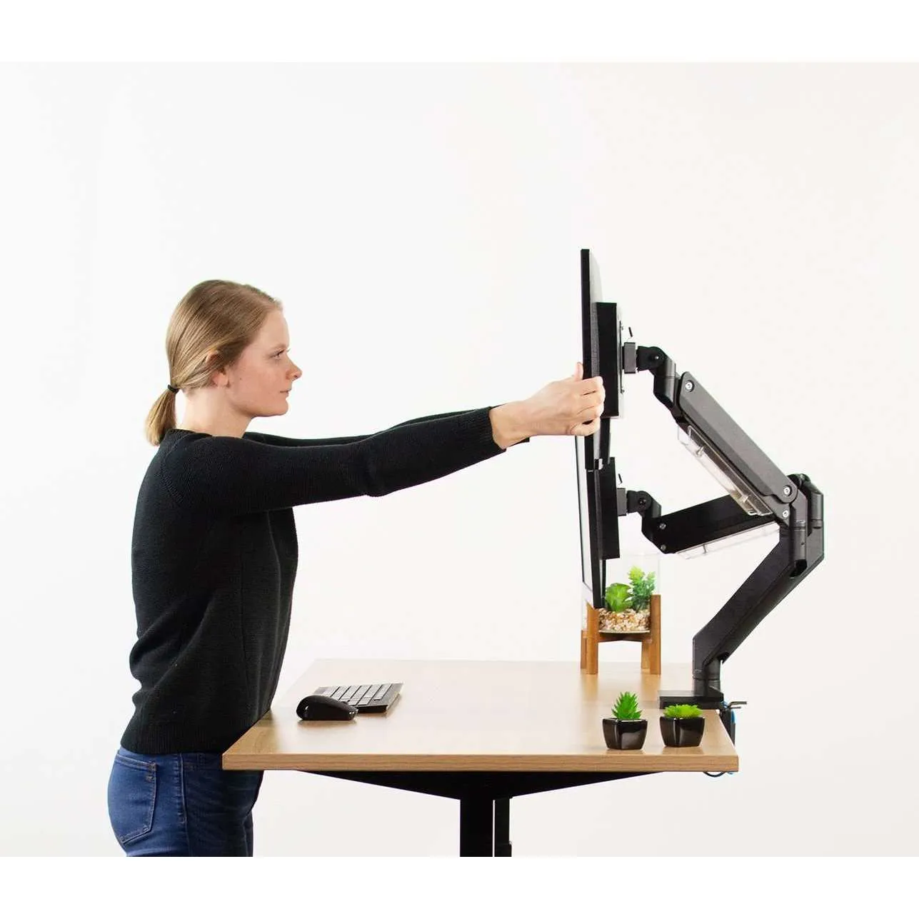 VIVO Premium Counter-Balanced Arm Dual-Monitor Desk Mount with USB3.0/Audio/Mic Ports, STAND-V102G2U