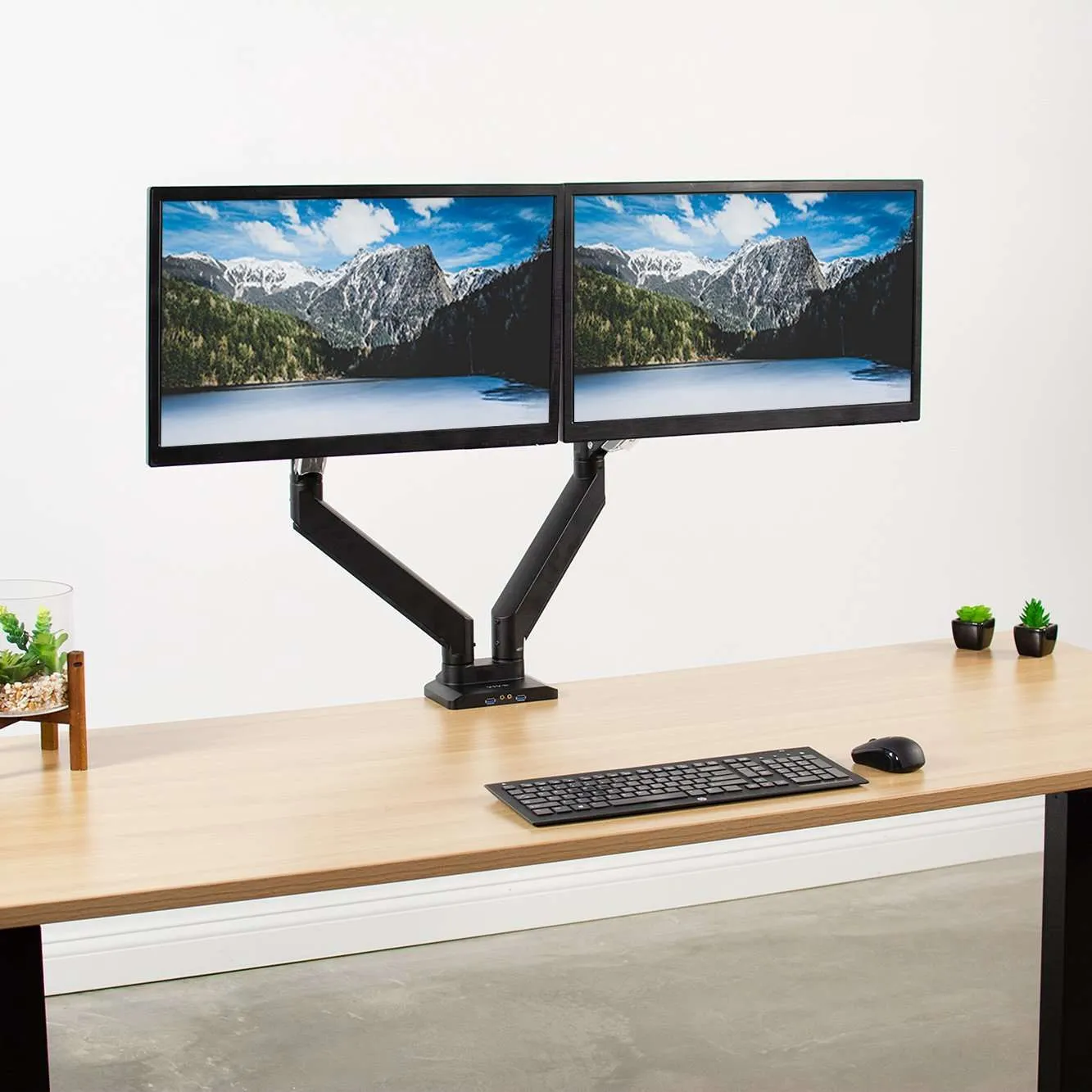 VIVO Premium Counter-Balanced Arm Dual-Monitor Desk Mount with USB3.0/Audio/Mic Ports, STAND-V102G2U