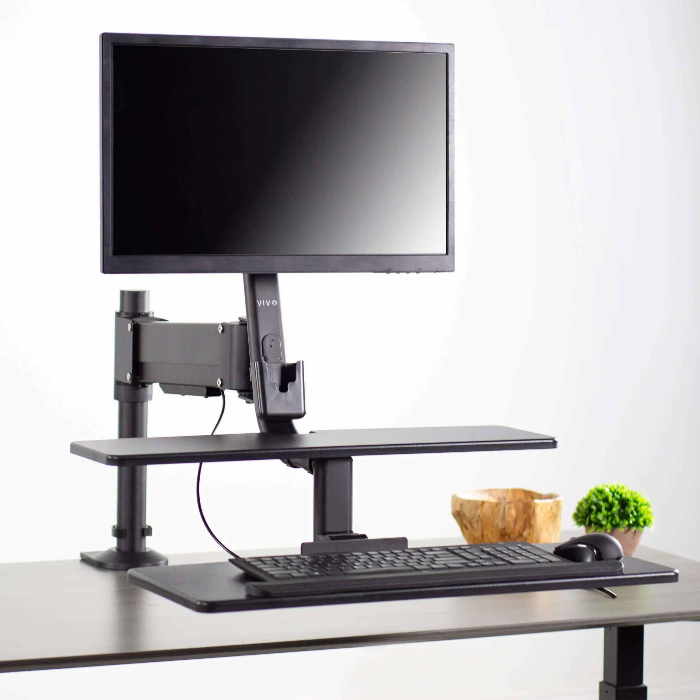 VIVO Sit-to-Stand Single Monitor Desk Mount Workstation, STAND-SIT1D