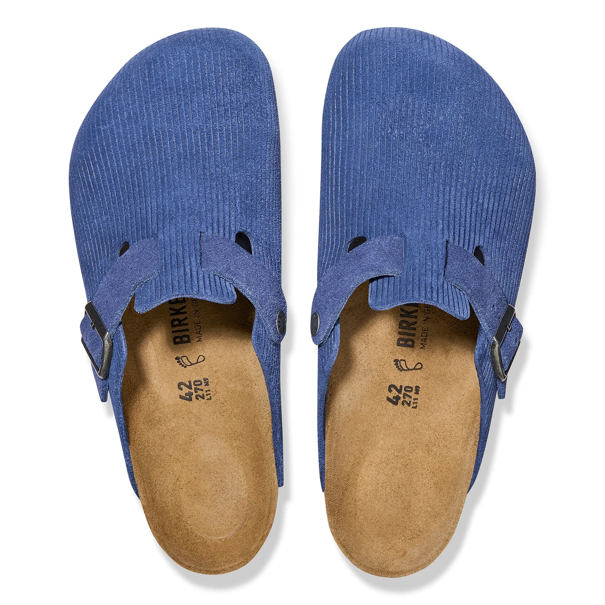 Women's Birkenstock Boston Suede Embossed Color: Indigo Blue (MEDIUM/NARROW WIDTH)